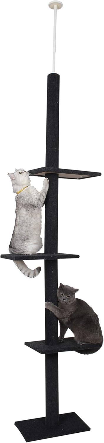 Cat Craft Floor to Ceiling Cat Tree Tower with 4-Tiers for Climbing, Adjustable to Fit 7.5-9 Foot Tall Ceiling, Modern Cat Tree for Indoor Cats Large, Gray